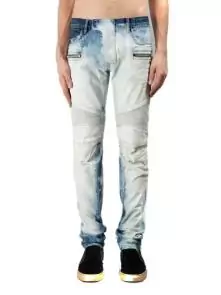 hommes balmain straight biker jeans hiphop pants white blue